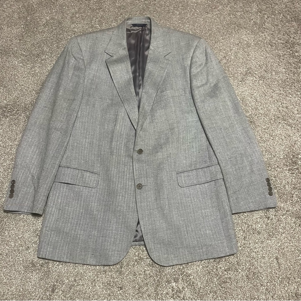 Men's Brooks Brothers Silk Linen Wool Herringbone Blazer Size 43
